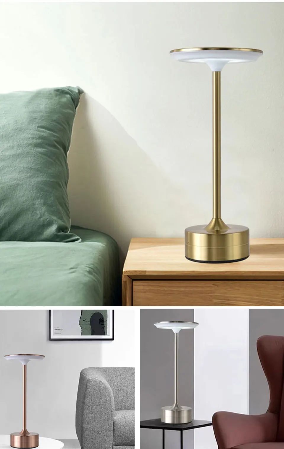 Lampe LED Acier Minimaliste Tactile présentation