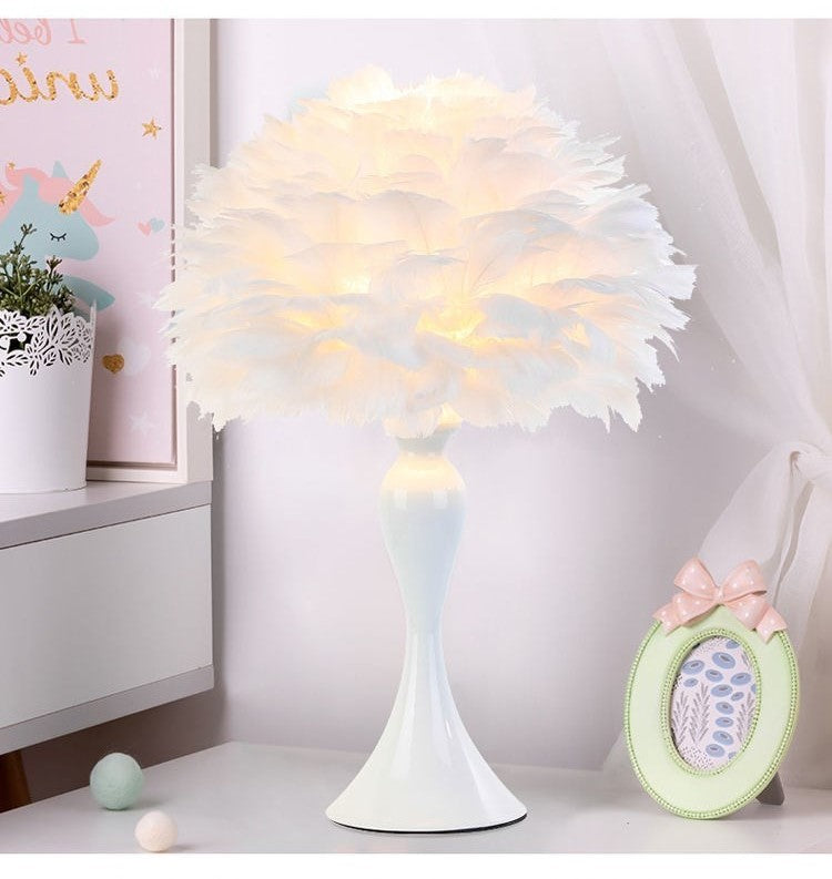 Lampe LED plumes déco USB blanche expo