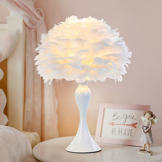 Lampe LED plumes déco USB blanche