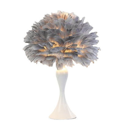 Lampe LED plumes déco USB grise