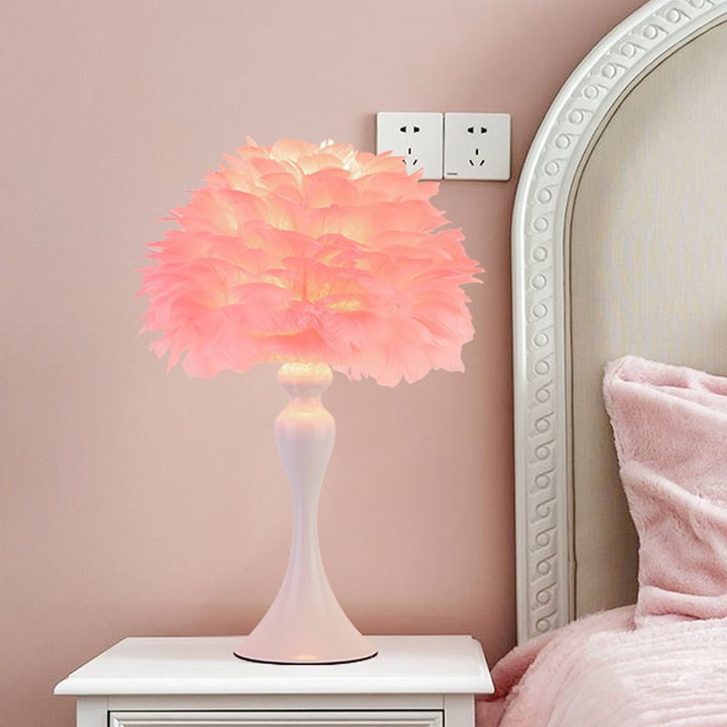 Lampe LED plumes déco USB rose clair
