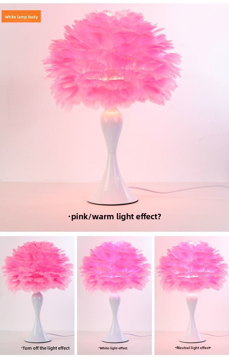 Lampe LED plumes déco USB rose foncé 3 intensités