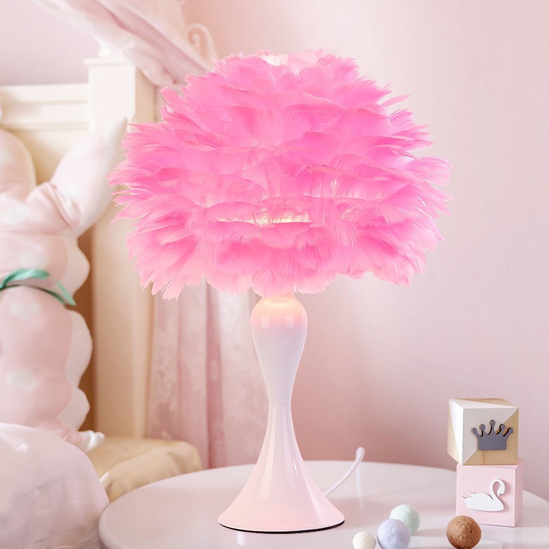 Lampe LED plumes déco USB rose foncé