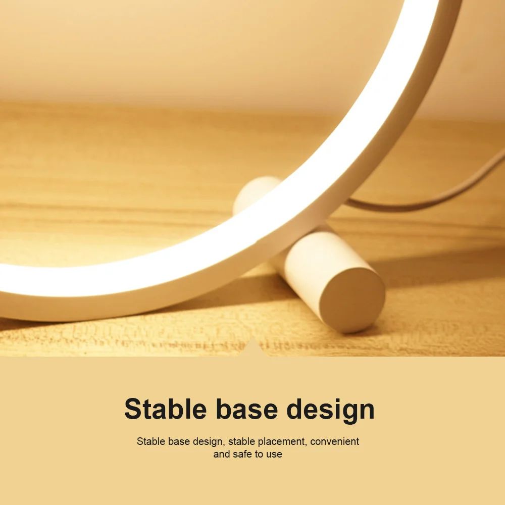 Lampe de bureau anneau circulaire 25cm tactile pied stable