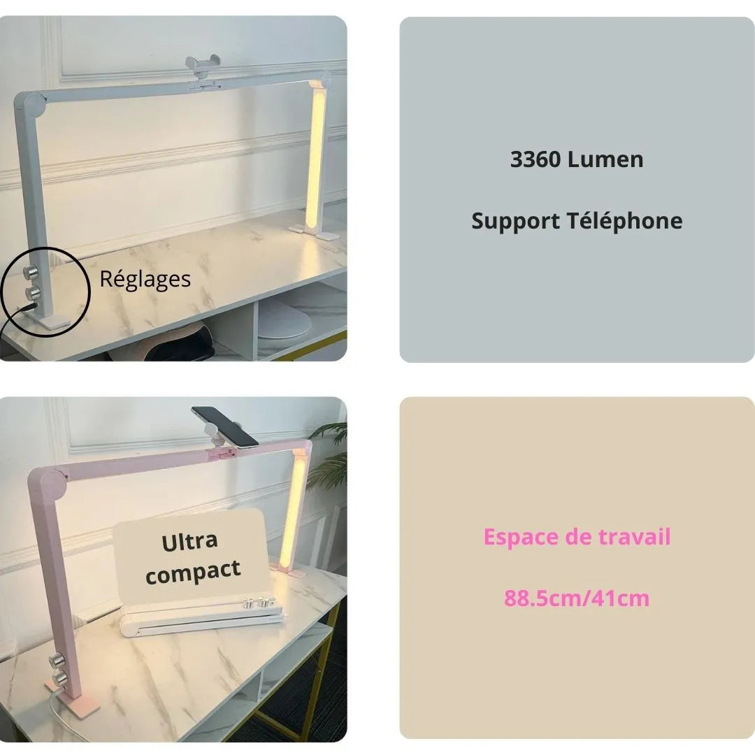 Lampe led Arche 3 bandes support téléphone exposition