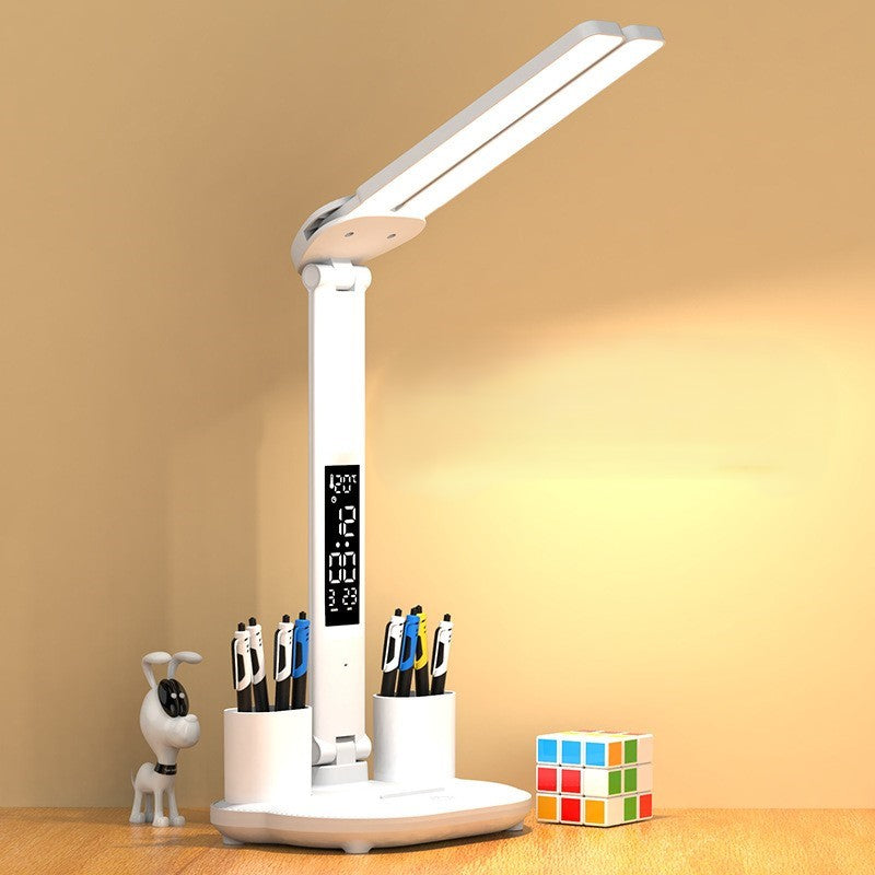 Lampe de bureau 2 bras LED, rangements écran digital 45cm largeur, expo
