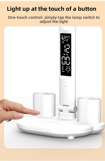 Lampe de bureau 2 bras LED, rangements écran digital 45cm largeur, tactile