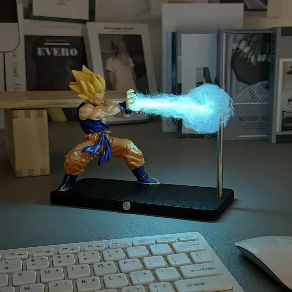 Lampe led gamer figurine Sangoku debout projette kamehamea lumineux magnétique