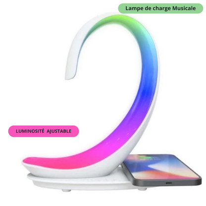 Lampe LED RGB La Vague, enceinte musicale chargeur Bluetooth rechargeable blanche