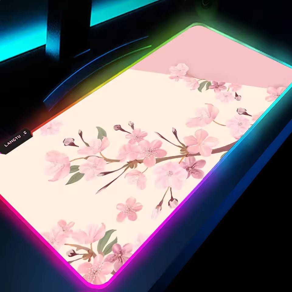 Sous main bureau rgb xxl Kawai branche fleurs roses