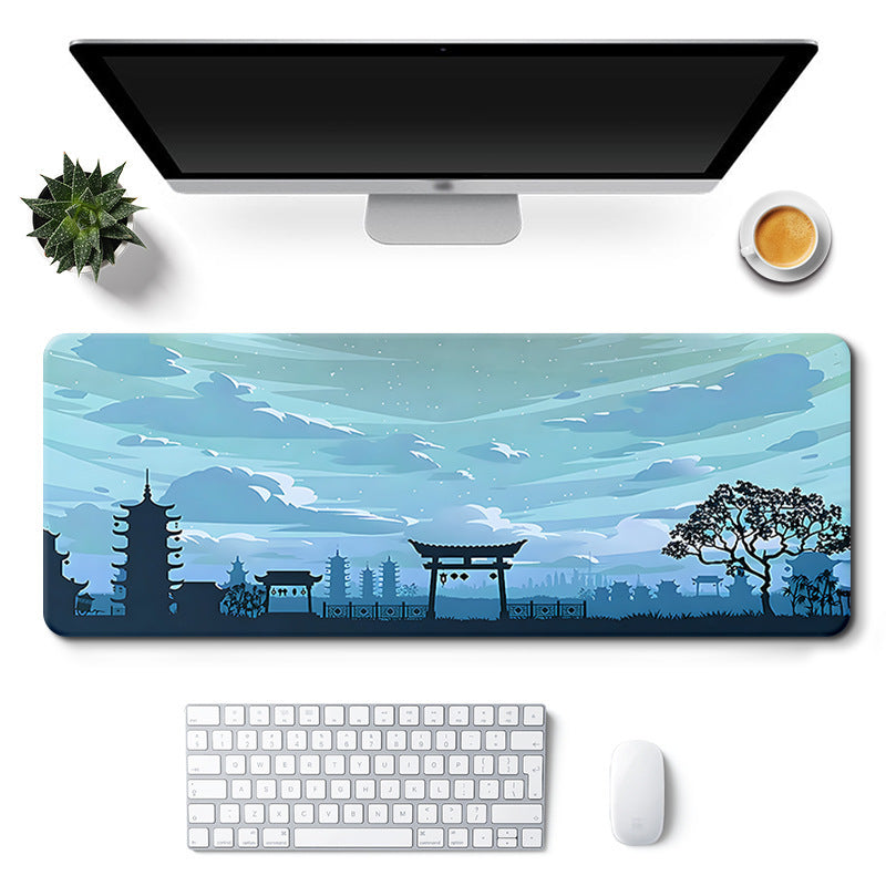 Tapis souris XXL bureau japon paysage bleu