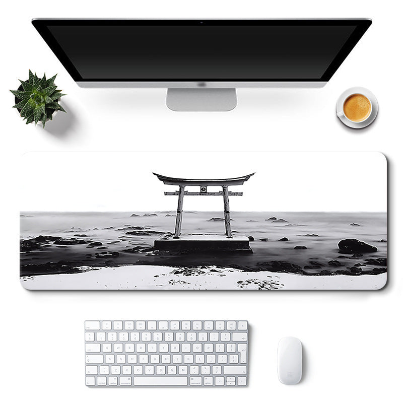 Tapis souris XXL bureau japon paysage noir et blanc