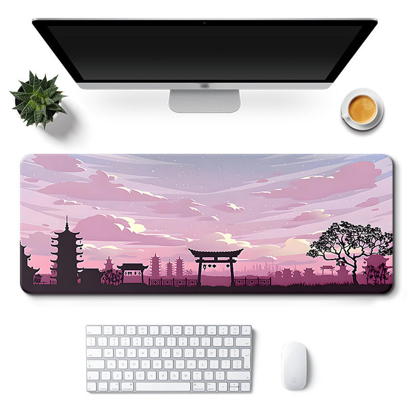 Tapis souris XXL bureau japon paysage rose
