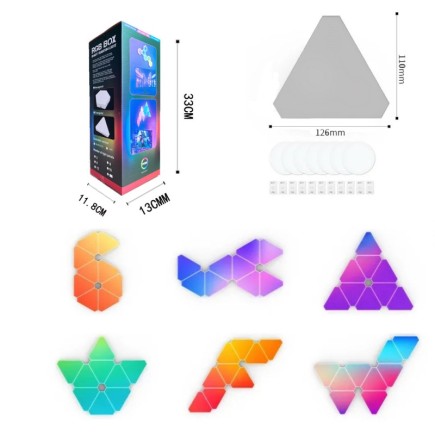 applique murale led rgb triangle boite assemblage divers formes