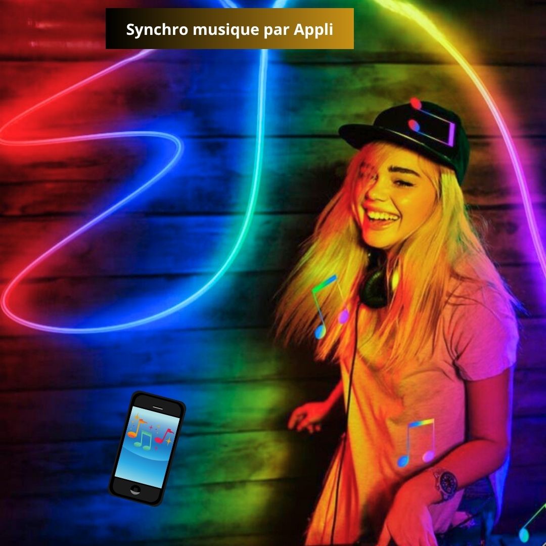bande led néon qui réagit à la musique
