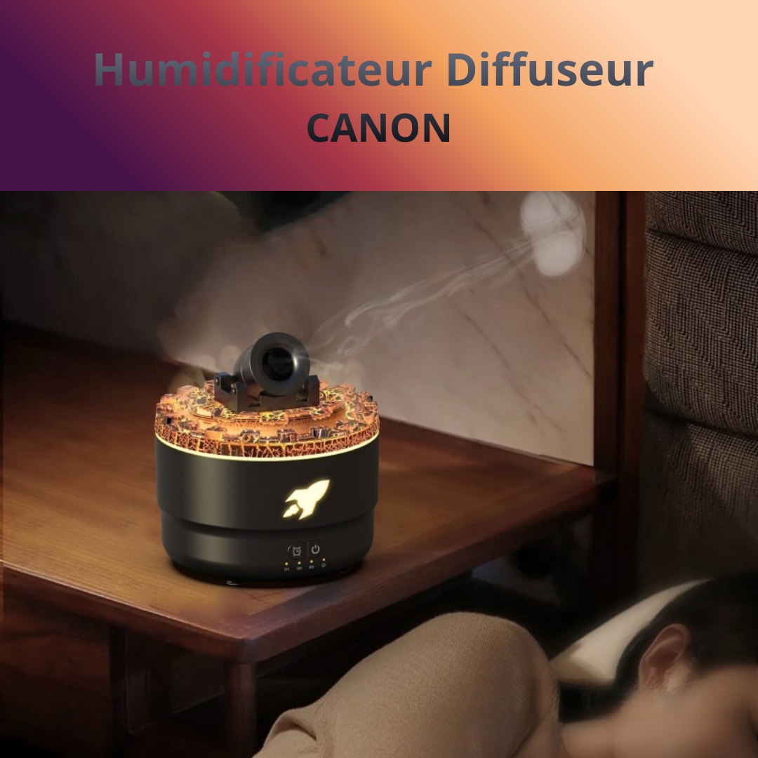 humidificateur diffuseur aromathérapie canon noir