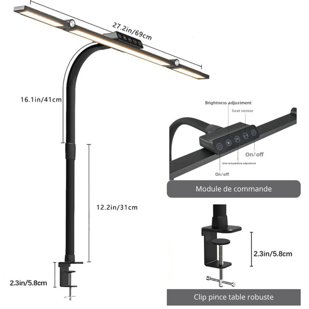 Lampe 3 bandes led en détail