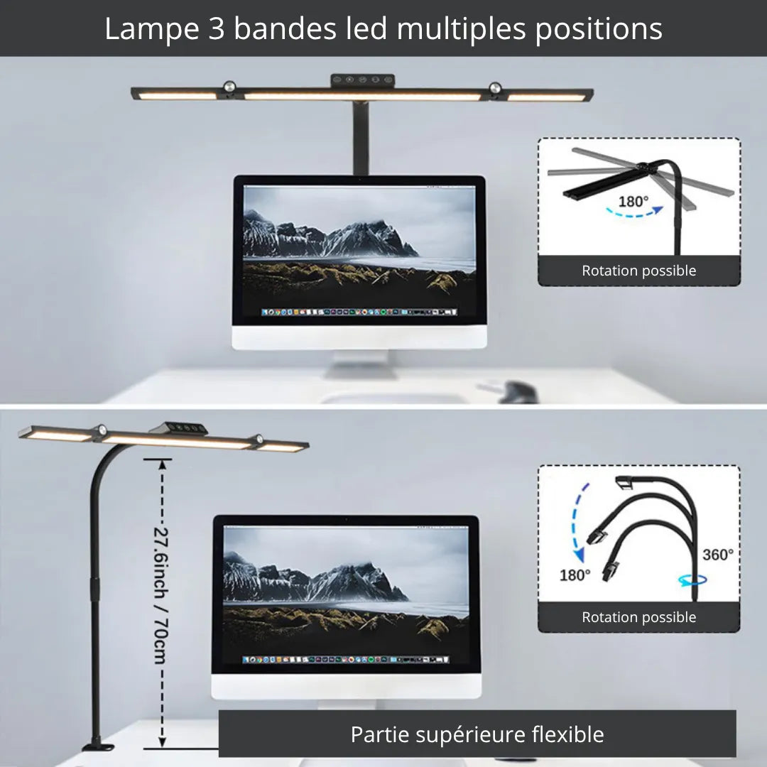 Lampe 3 bandes led multiples positions