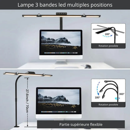Lampe 3 bandes led multiples positions