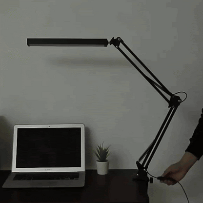 lampe bureau led fixation pince molette gif modulable
