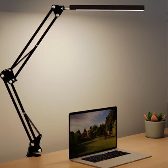 lampe bureau led fixation pince molette noir ordinateur