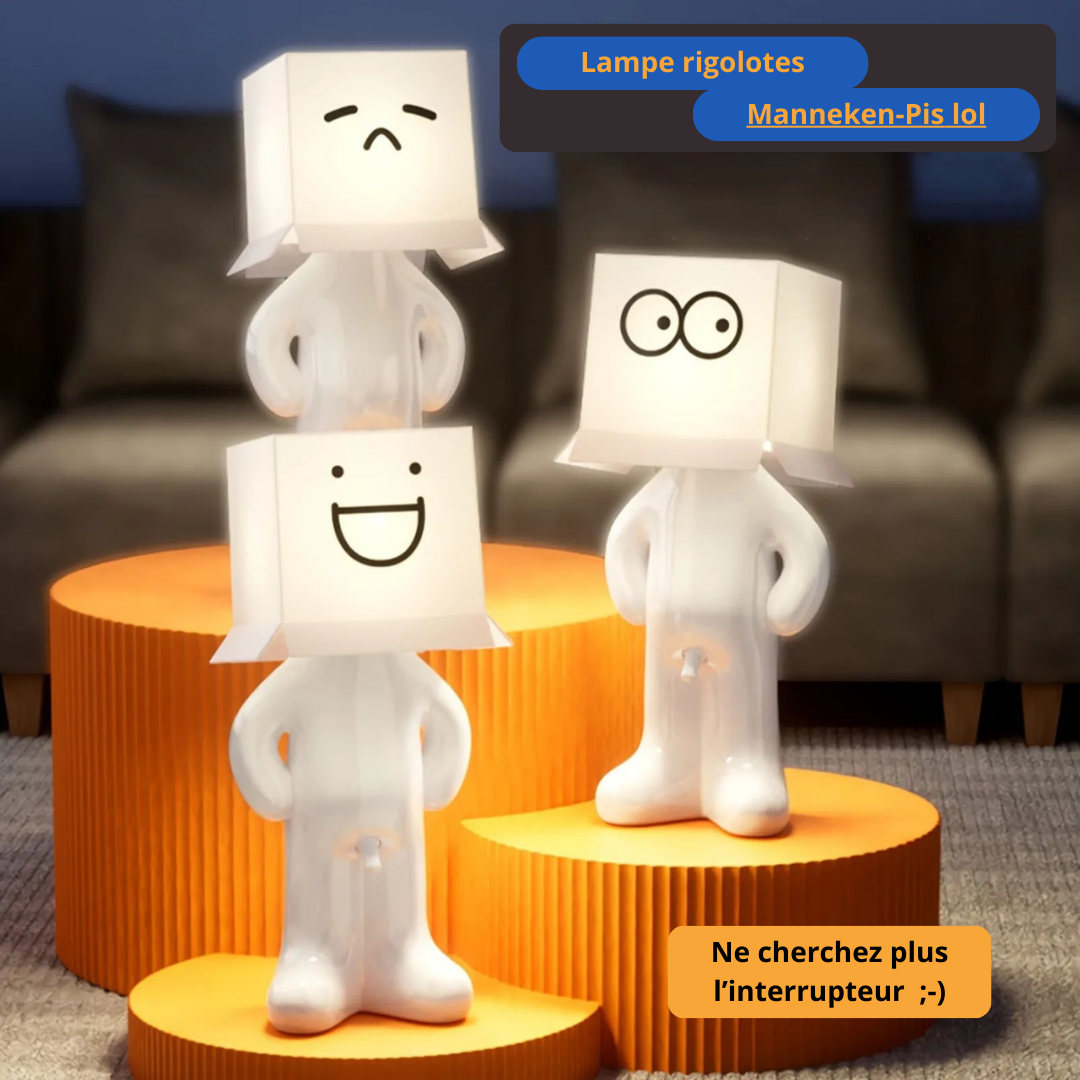 3 Lampes de bureau garçon rigolo blanches genre Manneken-Pis