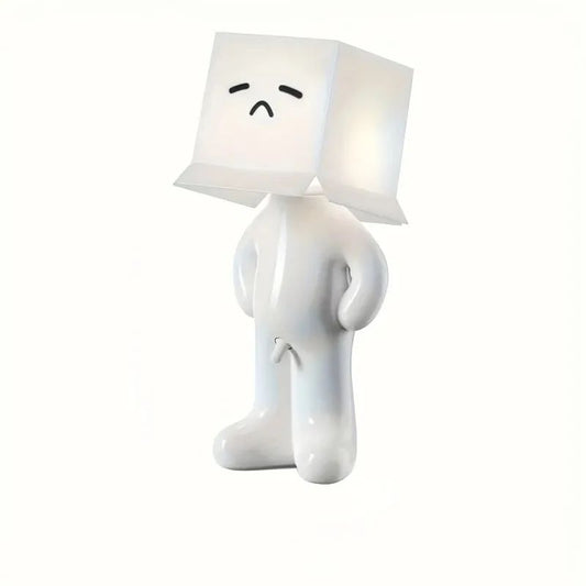 Lampe de bureau garçon rigolo blanche yeux fermée