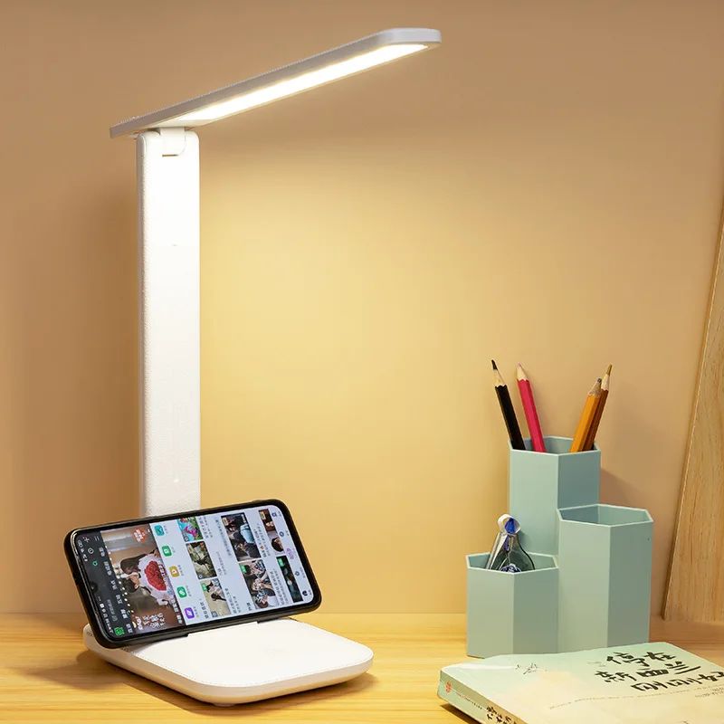 Lampe LED bureau simple batterie 6000mAh, support de tel