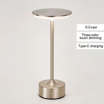 Lampe LED métal tactile design moderne rechargeable argent