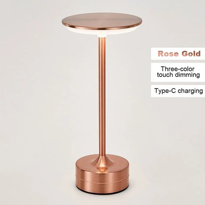 Lampe LED métal tactile design moderne rechargeable or rose