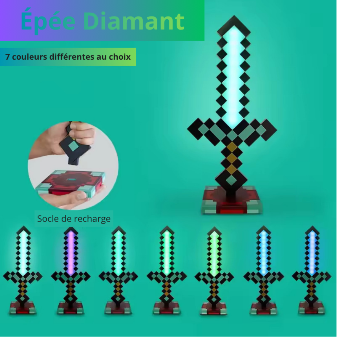 Lampe led rechargeable Minecraft épée 7 couleurs rgb