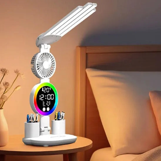 lampe led originale tactile 4 bras lumineux fermés ventilateur