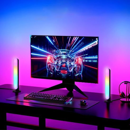 Lampe de bureau LED duo rgb cote ecran