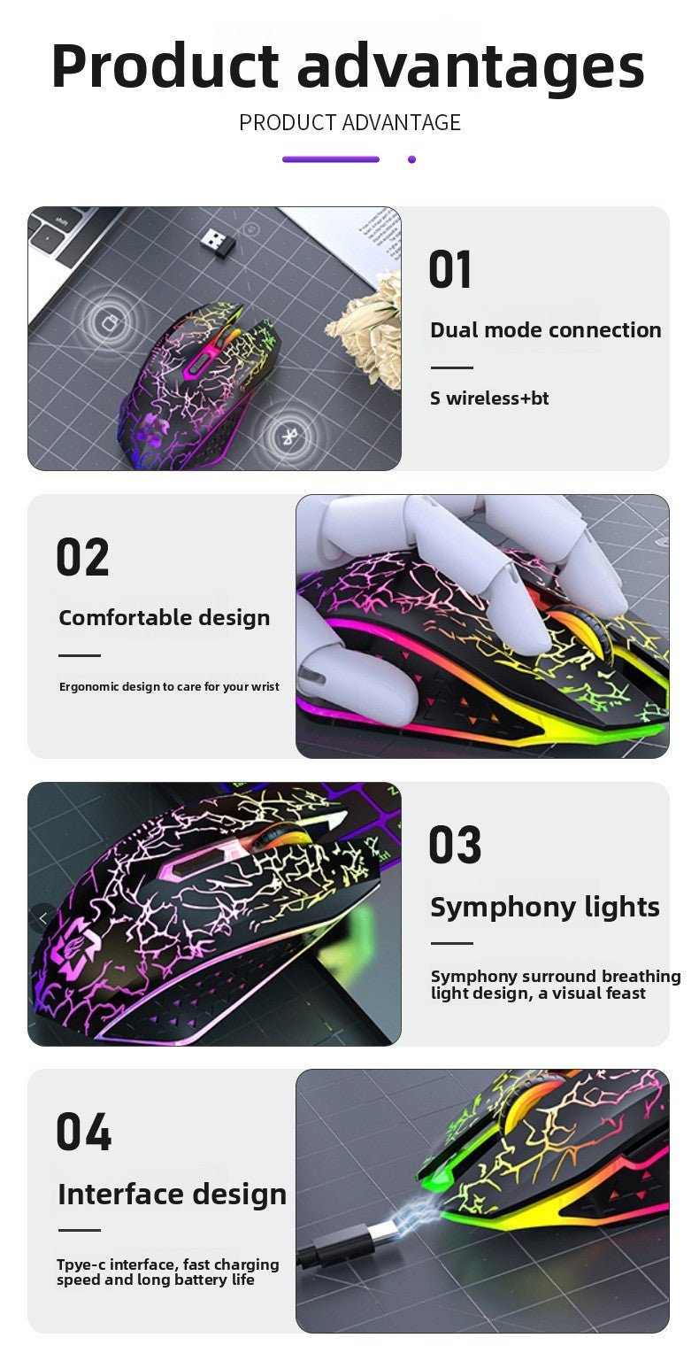 Souris bluetooth éclairs rgb détails