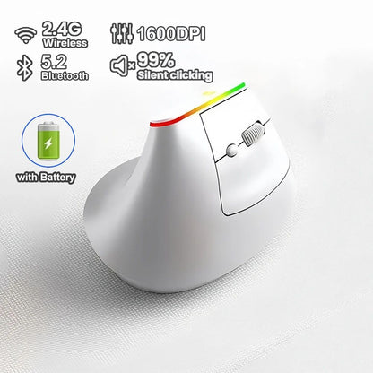 Souris Bluetooth Ergonomique Verticale RGB Blanche