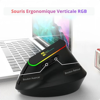 souris bluetooth ergonomique verticale rgb bouton retour
