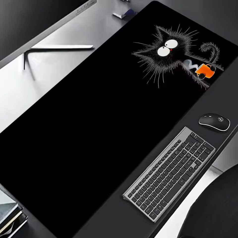 sous main bureau xxl chat noir tasse café