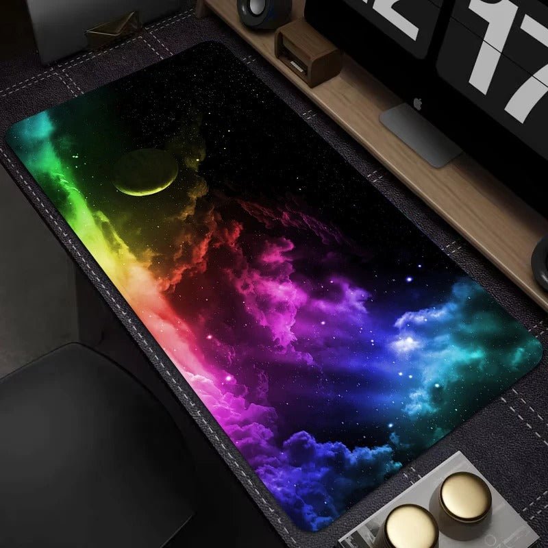 sous main bureau xxl lune nuages multicolores