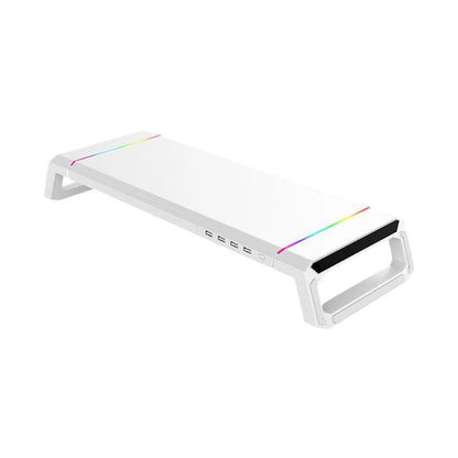 Support écran ordinateur bureau rgb multifonction blanc