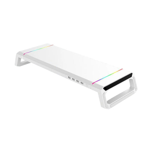 Support écran ordinateur bureau rgb multifonction blanc