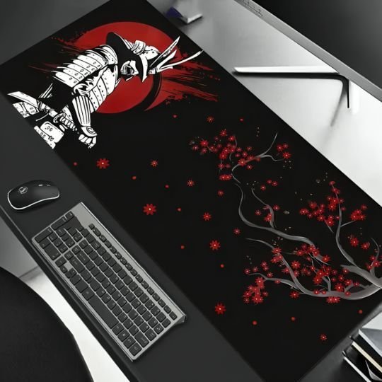 Tapis de souris gamer branche fleurs rouge