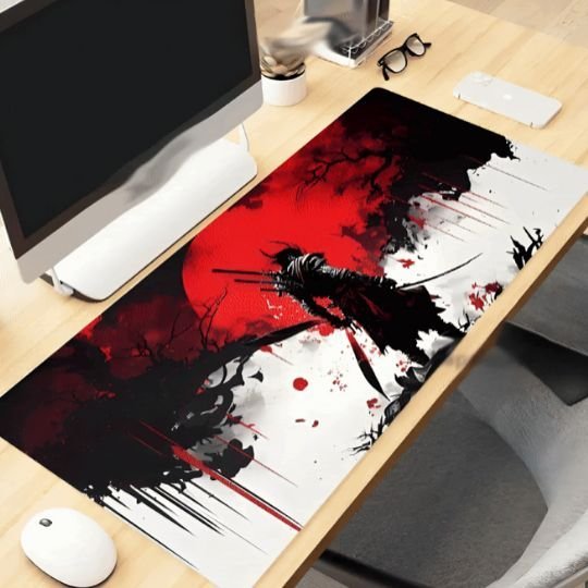 Tapis de souris gamer samourai fumee sang
