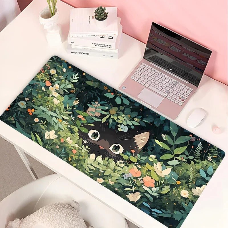 Tapis de souris XXL chat feuilles