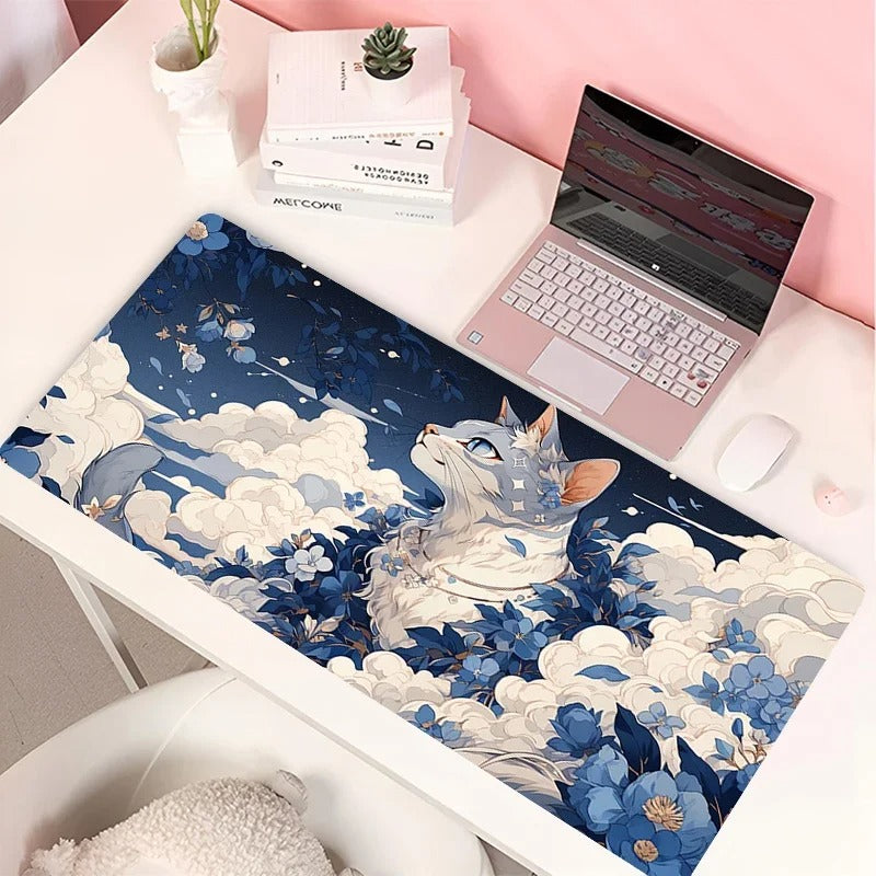 Tapis de souris XXL chat nuages