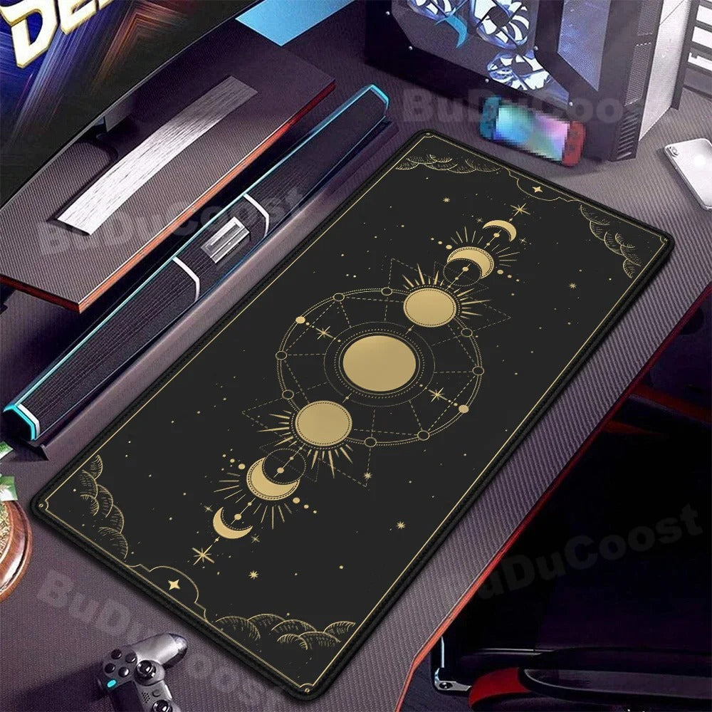 Tapis souris XXL bureau horizon astral noir jaune