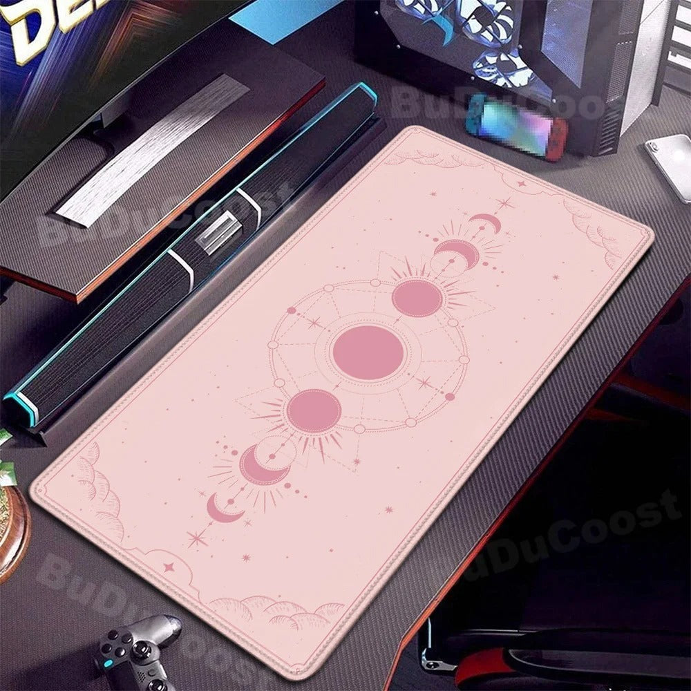 Tapis souris XXL bureau horizon astral rose